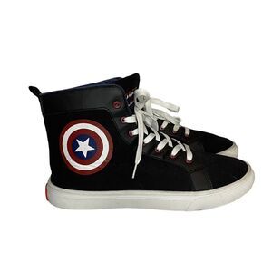 Marvel Captain‎ America Hightop Shoes Size 12 GroundUp Hitop Shield Black New
